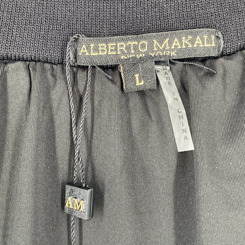 SALE NWOT Alberto Makali Laser Cut Perforated Black Knit Midi Pencil Skirt Large - Picture 5 of 6